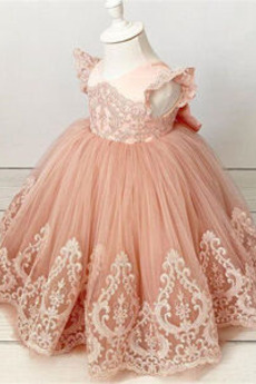 Robe de fille de fleur Orné de Nœud à Boucle Décalcomanie net