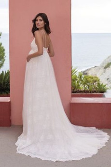 Robe de mariée Grossesse Simple De plein air Col en V Foncé Dos nu