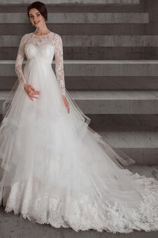 Robe de mariée Taille haute Salle Manche Longue Manche Aérienne