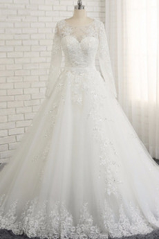 Robe de mariée Décalcomanie Couvert de Dentelle Lacez vers le haut