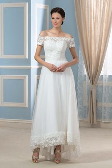 Robe de mariée Manche Courte Été Asymétrique Luxueux Naturel taille