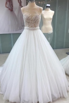 Robe de mariée Manquant Train de balayage Sans Manches Glissière