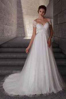 Robe de mariée Manche Courte net Empire Appliquer Jardin Simple