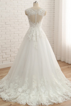 Robe de mariée Dentelle Médium Col en V Foncé Hiver Sans Manches