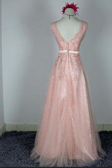 Robe de demoiselle d'honneur Chic A-ligne Glissière Rose Printemps