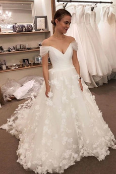 Robe de mariée Printemps Tulle Longue Fermeture à glissière Médium