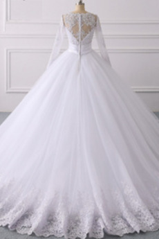 Robe de mariée A-ligne Dentelle Fermeture éclair Col en V Manche Aérienne