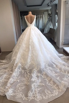 Robe de mariée a ligne Pomme Organza Couvert de Dentelle Naturel taille