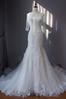 Robe de mariée Luxueux Jardin Trou De Serrure Médium Dentelle