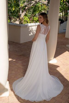 Robe de mariée Grossesse Empire Col Bateau Sans Manches Longue