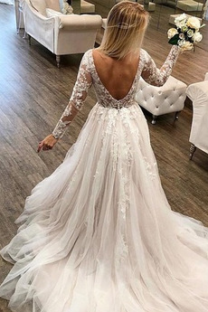 Robe de mariée Rivage Col en V Naturel taille Couvert de Tulle