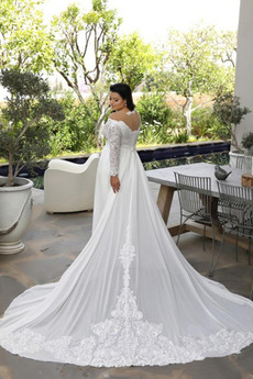 Robe de mariée Traîne Mi-longue Fermeture à glissière Mousseline