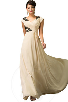 Robe de soirée Chiffon Printemps Corsage plissé Manche Courte