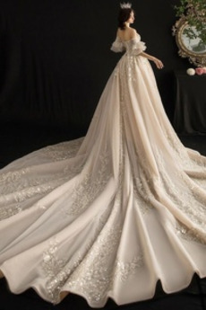 Robe de mariage Tulle aligne Traîne Longue Salle Printemps Fermeture éclair