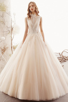 Robe de mariée Tulle Bouton Salle Longueur de plancher Froid