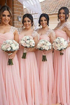 Robe de demoiselle d'honneur Mousseline Glissière Traîne Courte