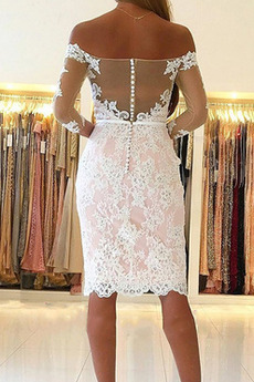 Robe de cocktail Manche Longue Mode Dentelle Longueur de genou