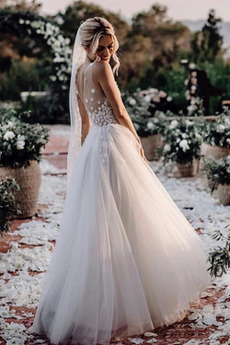Robe de mariée Col en V De plein air Perspectif Fermeture à glissière