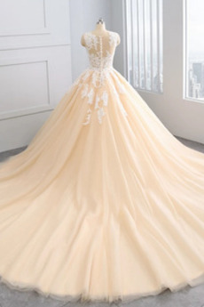 Robe de mariée Col Bateau Printemps Sommaire Couvert de Dentelle