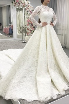 Robe de mariée Manche Longue aligne Glissière Manche de T-shirt