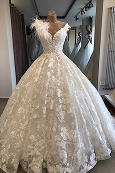 Robe de mariage Ancien a ligne Dentelle Naturel taille Couvert de Dentelle