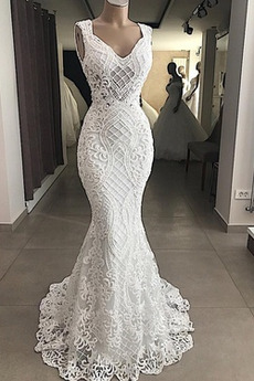 Robe de mariée Sirène Mode Dentelle Naturel taille Sans Manches