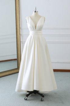 Robe de mariée Corsage plissé A-ligne Sans Manches Printemps