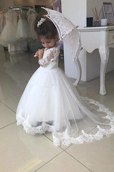 Robe de fille de fleur Tulle aligne Manquant Manche de T-shirt