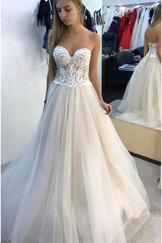 Robe de mariée Simple Décalcomanie Col en Cœur A-ligne Longueur Cheville