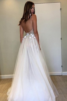 Robe de mariée Dos nu Sans Manches Rivage Décalcomanie Naturel taille