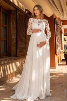 Robe de mariée Manche Longue Chiffon Longue De plein air Printemps