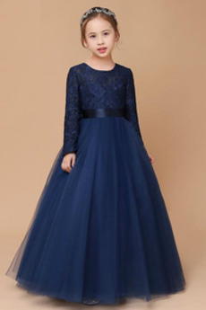 Robe de fille de fleur Tulle Cérémonial Fermeture à glissière