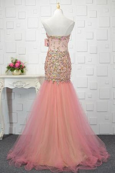 Robe de bal Tulle Sirène pli Luxueux Traîne Courte Sans Manches