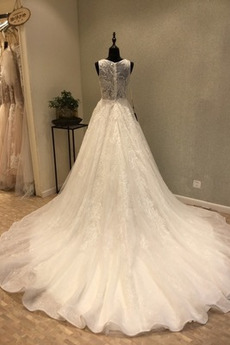 Robe de mariage A-ligne Médium Fourreau Avec Bijoux Soie d'art