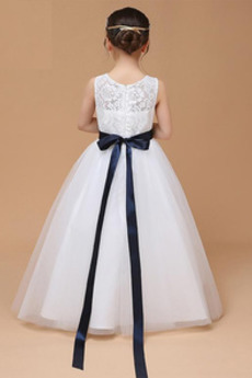 Robe de fille de fleur Tulle Orné de Nœud à Boucle Petit collier circulaire