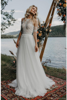 Robe de mariage Dos nu Traîne Courte Drapé Naturel taille Elégant