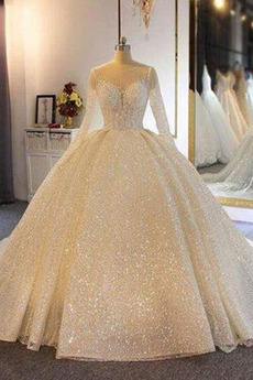 Robe de mariée Manche Longue Longue Scintillait Salle Printemps