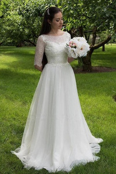 Robe de mariée Dentelle Manche Aérienne Simple Poire Tulle Fermeture à glissière