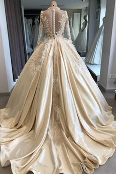 Robe de mariée Gaze Manche Longue a ligne Manche Aérienne Cathédrale