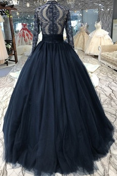 Robe de mariée a ligne Formelle Manche Longue Col en V Perle