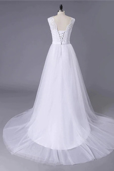 Robe de mariée Simple Sans Manches Lacez vers le haut Petit collier circulaire