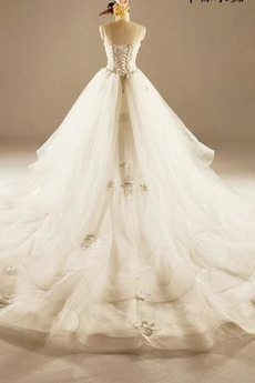 Robe de mariée Princesse Lacez vers le haut Tulle Eglise Col en Cœur