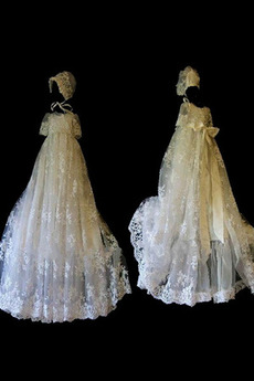 Robe de fille de fleur Bébé Cérémonie Manche Courte Exquisite