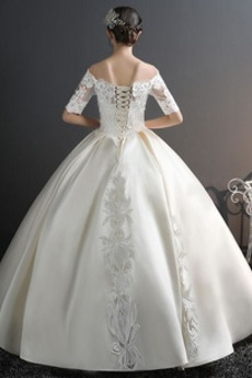 Robe de mariée Manche Courte Rosée épaule Laçage Formelle Printemps