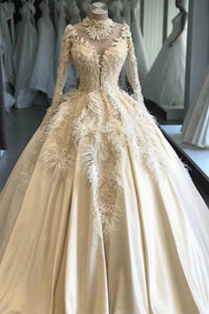 Robe de mariée Gaze Manche Longue a ligne Manche Aérienne Cathédrale