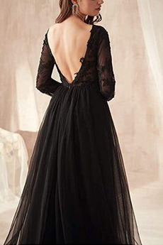 Robe de soirée Tulle Décolleté Dans le Dos Triangle Inversé Longue