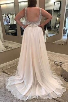 Robe de mariage Luxueux Col en V a ligne Tulle Fourreau Avec Bijoux