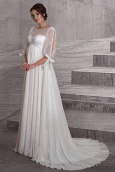 Robe de mariée Dentelle Simple Train de balayage Manche Demi