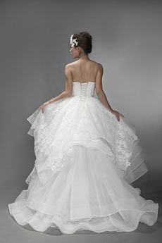 Robe de mariée Organza Asymétrique Ruché haut bustier tube Manquant