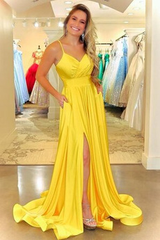 Robe de soirée Dos nu Naturel taille A-ligne Traîne Courte Sans Manches